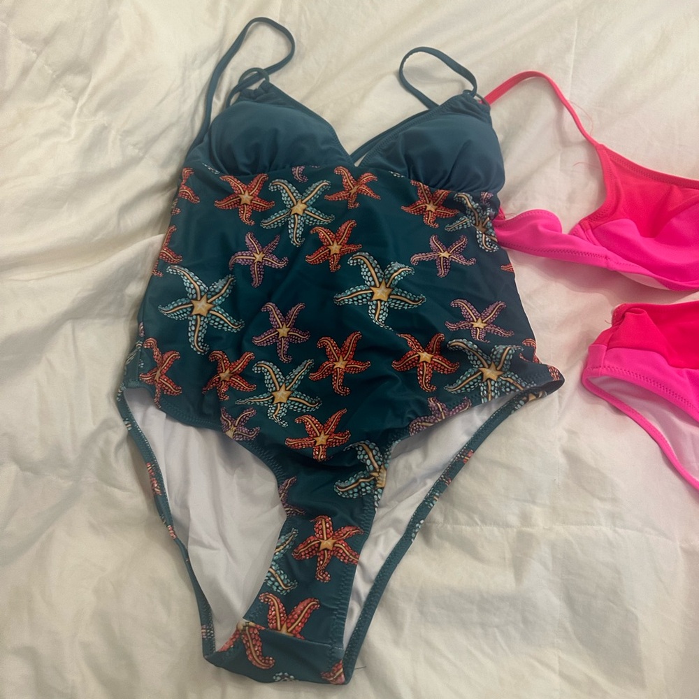 Starfish Patterned Womens One Piece Swimsuit